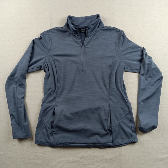 Eddie Bauer Womens Blue Gray Kangaroo Pocket QTR Zip Pullover - Large - Picture 9 of 16